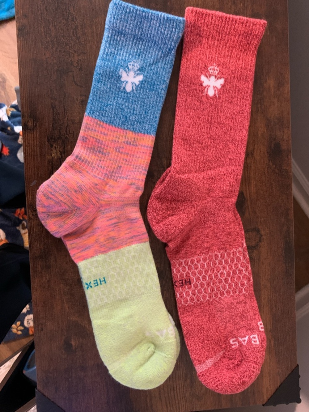 Bombas Colorblock Athletic Crew Socks - Blue, Pink, Lime, Coral